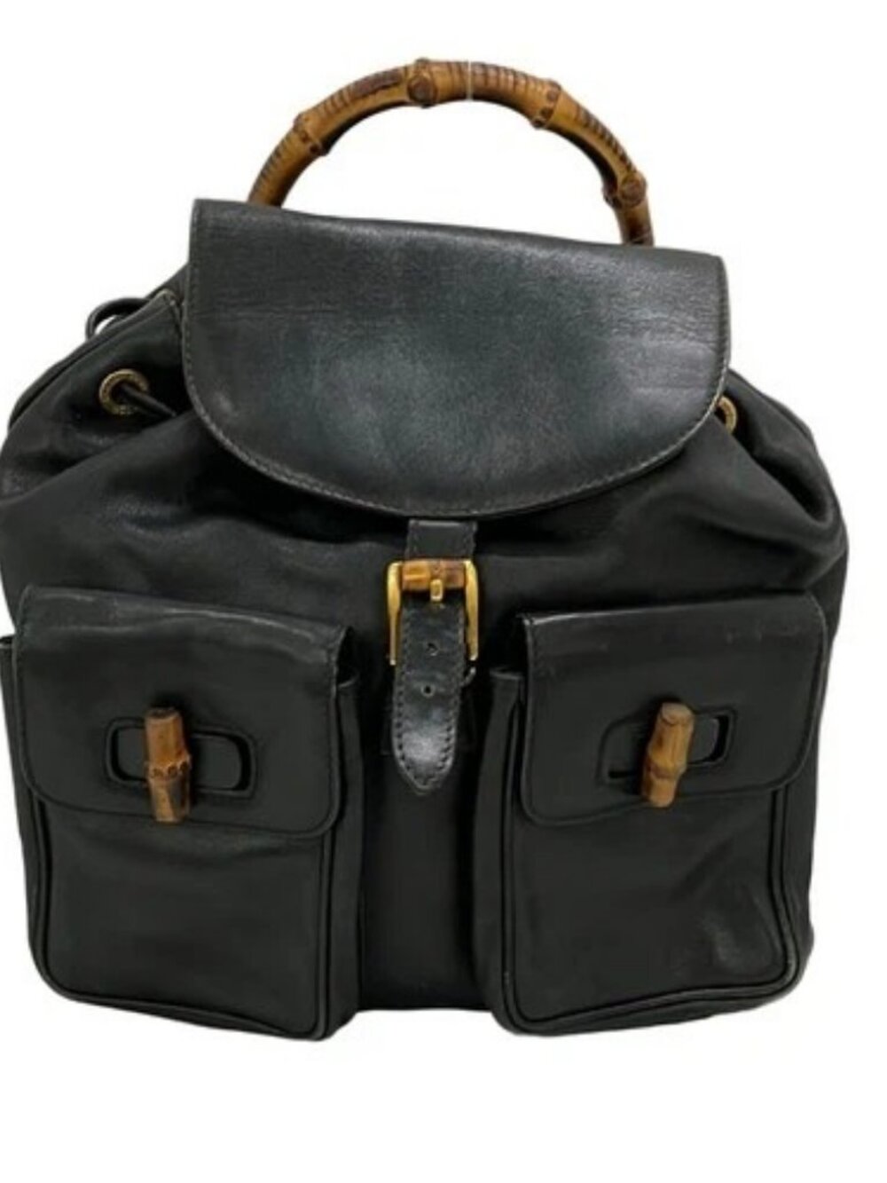 GUCCI Bamboo Black Leather Backpack